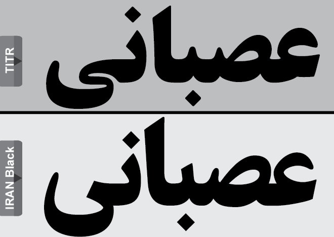 مقایسه طراحی فونت فارسی ایران با 